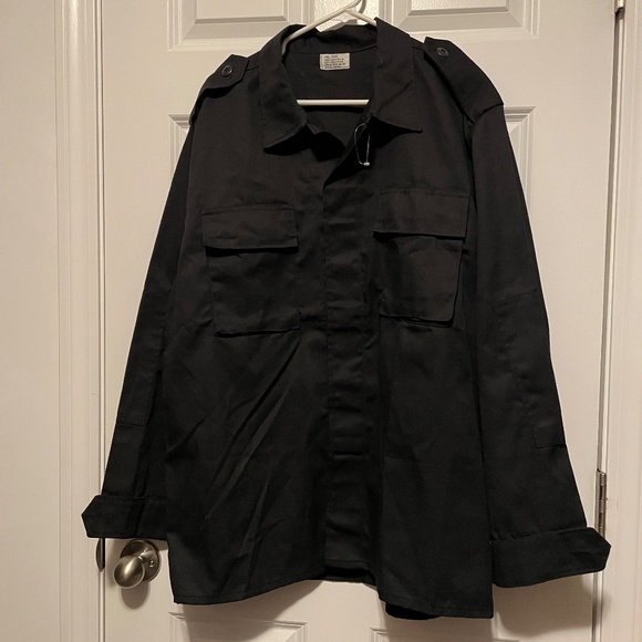 Camo Distributors Tactical button down long sleeve shirt black mens size Large - Picture 2 of 8